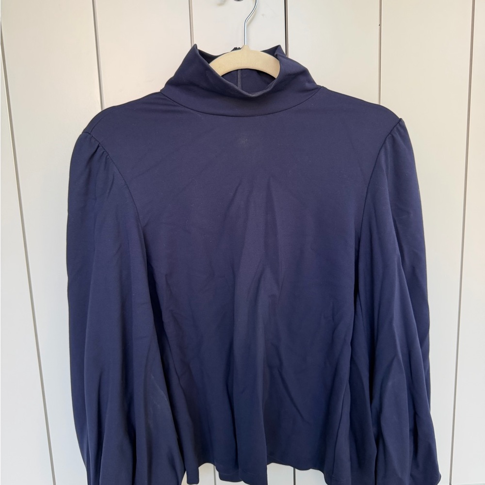 Elegant Navy High-Neck Women's Blouse